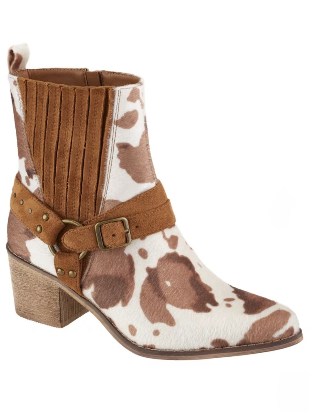 Natural Reflection Women’s Cowhide Harness Ankle Boot - Brown/White